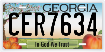 GA license plate CER7634