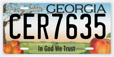 GA license plate CER7635