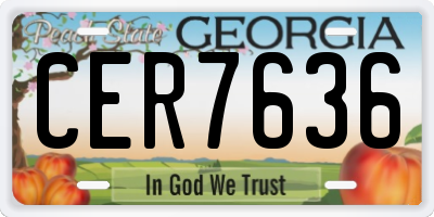 GA license plate CER7636