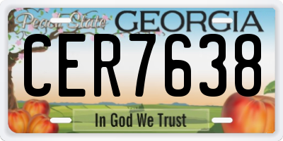 GA license plate CER7638