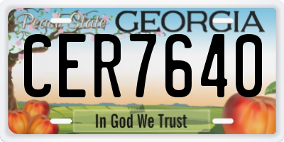 GA license plate CER7640