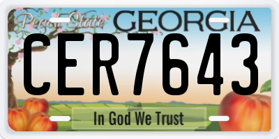 GA license plate CER7643