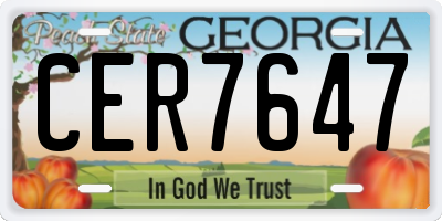 GA license plate CER7647