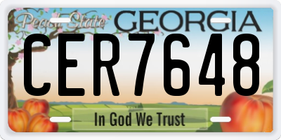 GA license plate CER7648