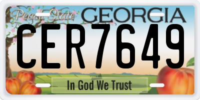 GA license plate CER7649
