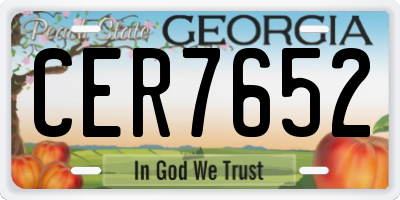 GA license plate CER7652