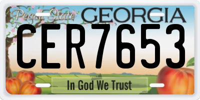 GA license plate CER7653