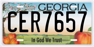 GA license plate CER7657