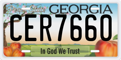 GA license plate CER7660