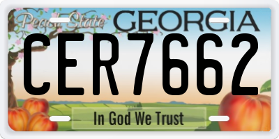 GA license plate CER7662