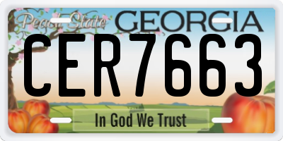 GA license plate CER7663