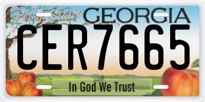 GA license plate CER7665