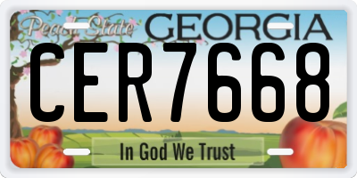 GA license plate CER7668