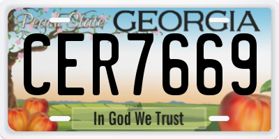 GA license plate CER7669