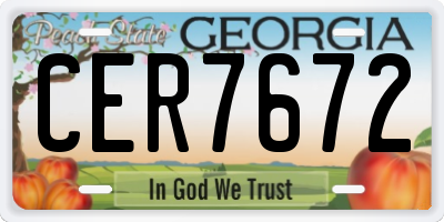 GA license plate CER7672