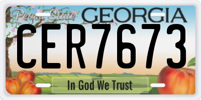 GA license plate CER7673