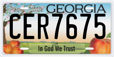 GA license plate CER7675