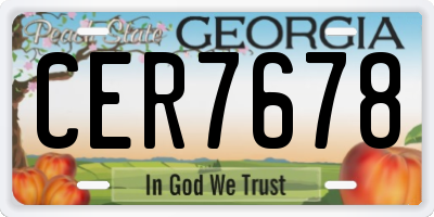GA license plate CER7678