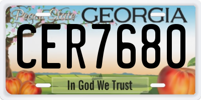 GA license plate CER7680