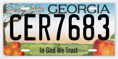 GA license plate CER7683