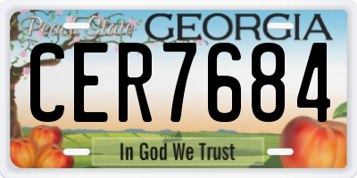 GA license plate CER7684