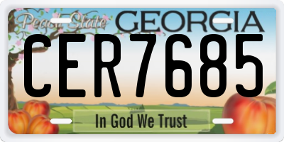 GA license plate CER7685