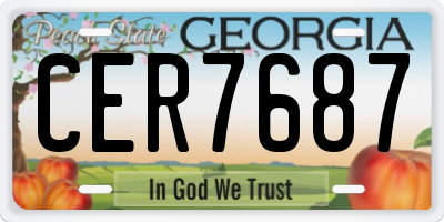 GA license plate CER7687
