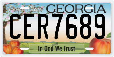 GA license plate CER7689