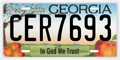 GA license plate CER7693