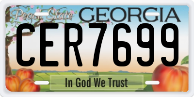 GA license plate CER7699