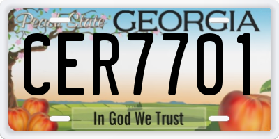 GA license plate CER7701