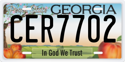 GA license plate CER7702
