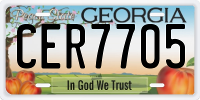 GA license plate CER7705