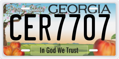 GA license plate CER7707