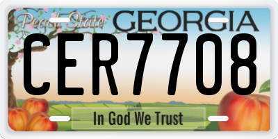 GA license plate CER7708
