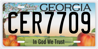 GA license plate CER7709