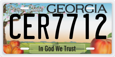GA license plate CER7712
