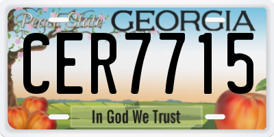 GA license plate CER7715