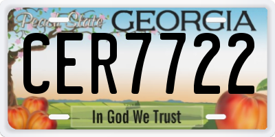 GA license plate CER7722