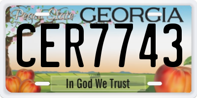 GA license plate CER7743