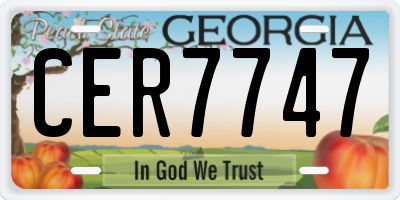 GA license plate CER7747