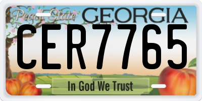 GA license plate CER7765
