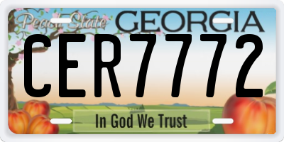 GA license plate CER7772
