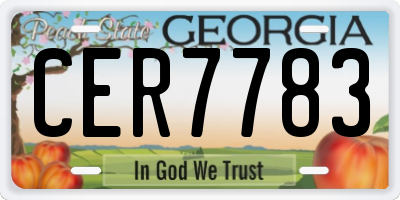 GA license plate CER7783
