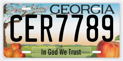 GA license plate CER7789