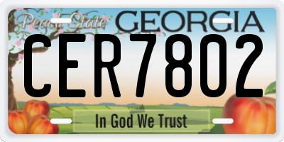 GA license plate CER7802