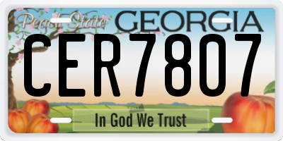 GA license plate CER7807