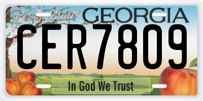 GA license plate CER7809