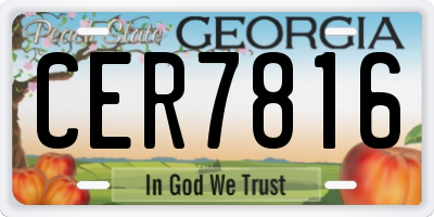 GA license plate CER7816
