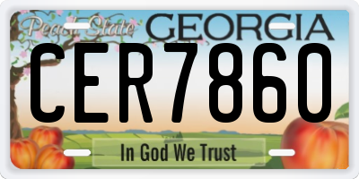 GA license plate CER7860